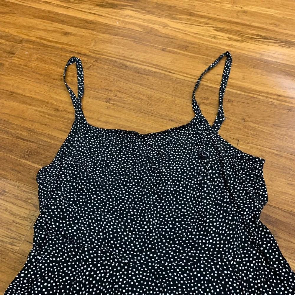 Gap Black White Polka Dot Smocked Bodice Spaghetti Strap Mini Dress Size Small‎